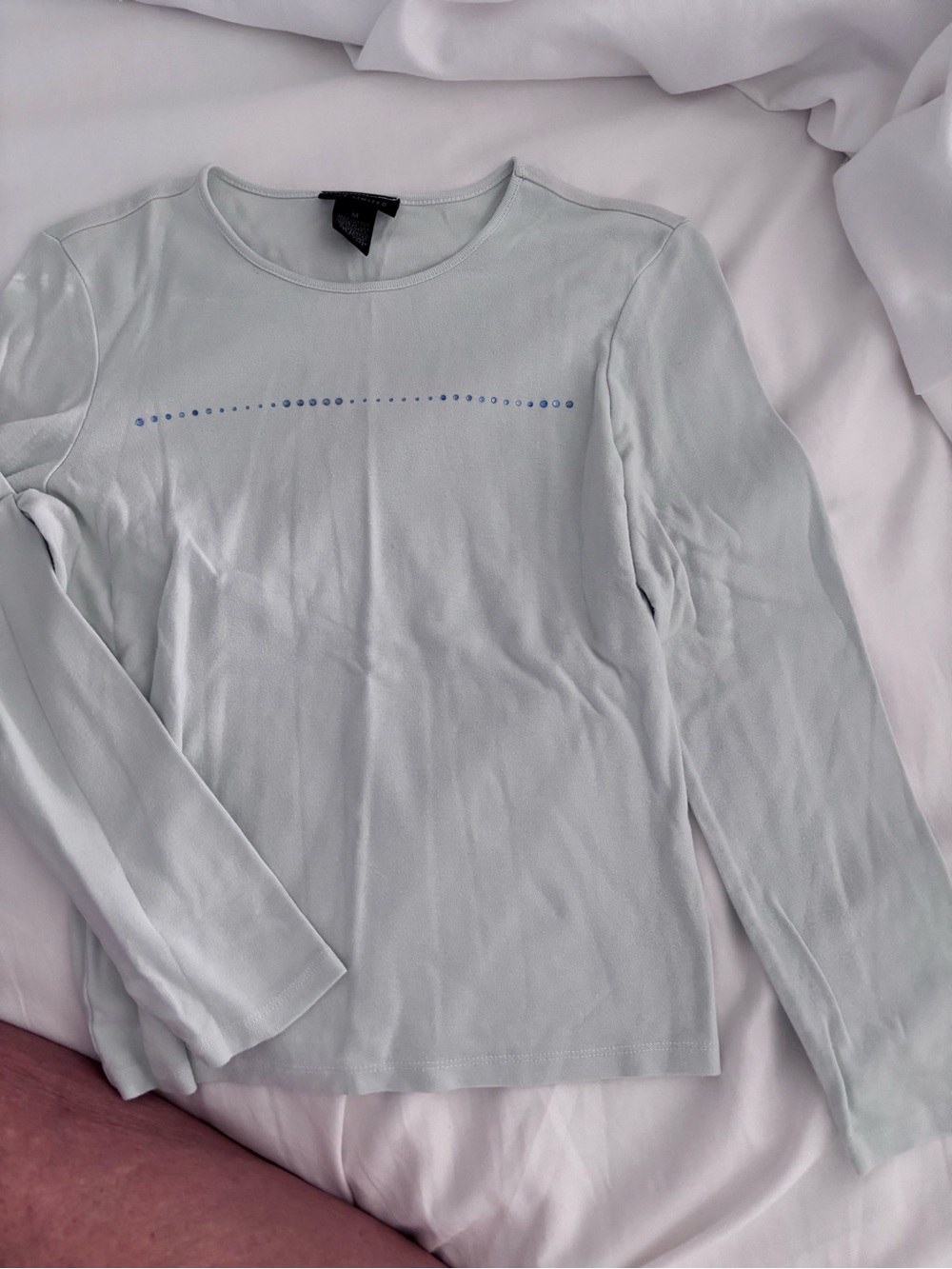 The Limited Light Mint Green Long Sleeve Tee with Blue Dot Accent